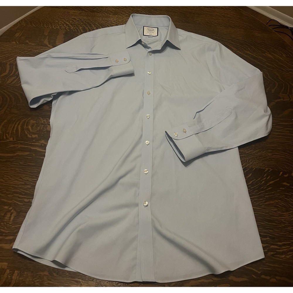 Charles Tyrwhitt Light Blue Dress Shirt Mens 17.5‎ 35 Slim Fit Barrel Cuff